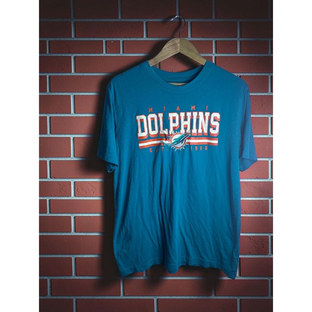 NFL Team Apparel Miami Dolphins Graphic T-Shirt Men's Large Aqua